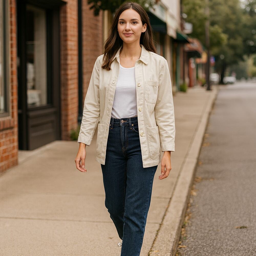 Madewell Khaki Cargo button‎ down long line jacket A1074 size S